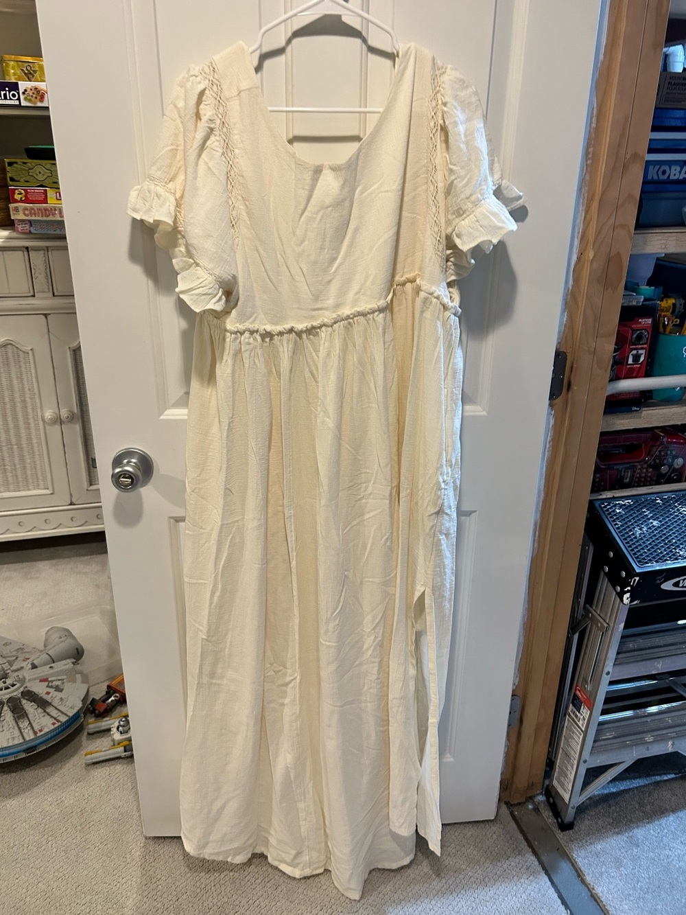 Free People Women's Cream Boho Maxi Dress